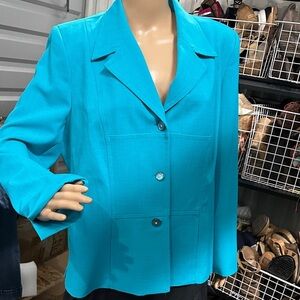 TanJay Vibrant women’s turquoise Blue Blazer with decorative buttons size 12